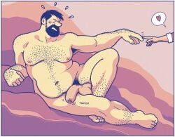 balls beard body_hair captain_haddock chuchugelee facial_hair flaccid male male_only nude penis the_adventures_of_tintin tintin