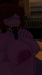 3d anthro bare_breasts cryptid curves dinosaur huge_breasts kallylady naked_breasts susie_(deltarune) tagme vrchat vrchat_avatar