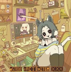 blue_and_yellow bra doremifaso64 feline flowey_the_flower mettaton napstablook no_panties papyrus potion_bottle small_breasts temmie_(undertale) thighhighs tophat toriel