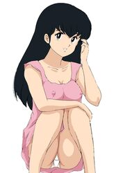 1girls 80s black_hair breasts curvaceous dress female human kyoko_otonashi large_breasts light-skinned_female light_skin long_hair looking_at_viewer maison_ikkoku nipples panties sitting solo tsukiyo_no_ribbon