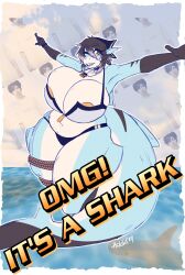 anuki big_breasts bikini breasts cleavage female fish huge_breasts shark tagme thick_thighs wide_hips