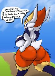 big_breasts big_butt female_cinderace female_pred pokémon_(species) pokemon pokemon_ss post_vore thick_thighs tired vore