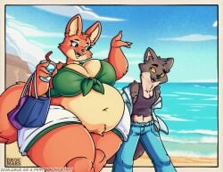 big_breasts breasts chubby cleavage diane_foxington drokmars female furry huge_breasts mr._wolf_(the_bad_guys) tagme the_bad_guys thick_thighs wide_hips