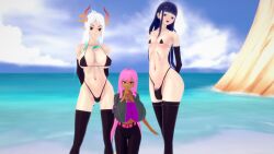 3d artist_request big_penis bulge female femboy flat_chest height_difference kikunojo koikatsu larger_female larger_femboy male miss_diantha one_piece penis size_difference thingorthree yamato_(one_piece)