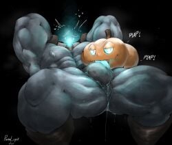 1boy abs autofellatio headless headless_horseman male male_focus male_only muscular muscular_male naked_male object_head overly_muscular portal_opst pumpkin pumpkin_head solo solo_focus solo_male tagme