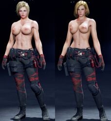 2girls 3d breasts female female_only lidia_sobieska nina_williams standing tekken tekken_8 topless