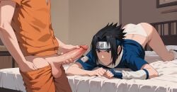 1boy absurd_res after_sex ai_generated balls ballsack bed big_penis blush cock femboy gay huge_cock imminent_sex looking_at_viewer male male_focus male_only naruto naruto_(series) naruto_shippuden penis sasuke_uchiha uzumaki_naruto yaoi zaboo777