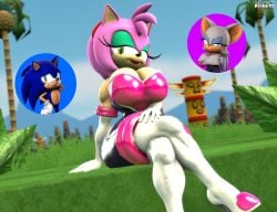 1boy 2girls 3d amy_rose anthro ass big_ass big_breasts breasts bust busty cosplay curvaceous curvy curvy_figure female female_focus hedgehog hedgehog_girl hedgehog_humanoid hips hourglass_figure huge_ass huge_breasts humanoid large_ass large_breasts legs light-skinned_female light_skin mature mature_female mobian_(species) pink_hair relliksb rouge_the_bat rouge_the_bat_(cosplay) sega slim_waist sonic_(series) sonic_the_hedgehog sonic_the_hedgehog_(series) thick thick_hips thick_legs thick_thighs thighs top_heavy voluptuous waist wide_hips