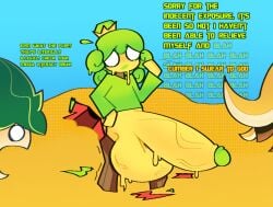 3boys anthro background beach big_penis bit-fruity cock cumber_(bit-fruity) fruit_humanoid green_hair indecent_exposure male_only melting non-human penis popsi_(bit-fruity) prince ripped_clothing small_but_hung sweating taking_clothes_off toony