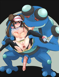 female human male pointless_censoring pokemon pokephilia rosa_(pokemon) seismitoad straight