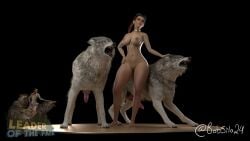 apex_legends bobsilo24 breasts canine canine_penis female human_female loba_(apex_legends) nipples nude pinup pinup_pose pose straight wolf wolves