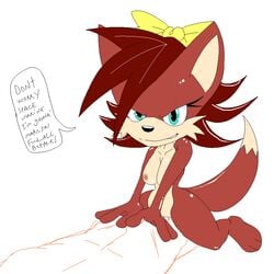 anthro breasts canine color english_text evil_grin female femdom fiona_fox fox fur furry human_on_anthro ko male nipples nude partially_colored sex smile sonic_(series) straight tagme text