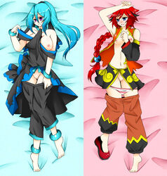 2girls color cosplay duo emboar emboar_(cosplay) female female_only hair human human_only humanized lumineon lumineon_(cosplay) multiple_girls nintendo pokemon pokemon_(cosplay) pokemon_bw pokemon_dppt vulva