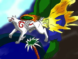 amaterasu capcom crossover dog furry hulk marvel marvel_comics marvel_vs._capcom marvel_vs._capcom_3 okami tagme