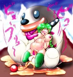 a-c_(adobel57) blush breasts color cum female front_view humanized inflation insertion interspecies male mario_(series) nipples nude penis poochy sex straight tagme vulva yoshi yoshi's_island