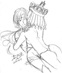 2girls artist_request ass bishoujo_senshi_sailor_moon breasts circlet female headdress sailor_galaxia sailor_star_healer sailor_starlights shadow_galactica sketch tagme villainess yaten_kou yuri