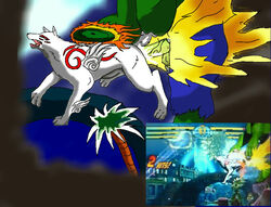 amaterasu capcom crossover dog furry hulk marvel marvel_comics marvel_vs._capcom marvel_vs._capcom_3 okami tagme