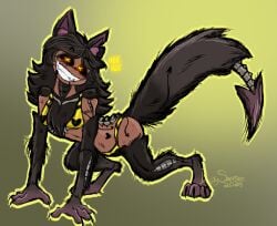 cyn_(murder_drones) female female_only murder_drones on_all_fours paws sansesdusty tail underwear werewolf