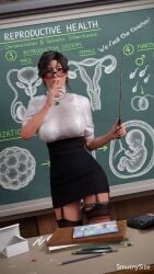 3d after_sex after_vaginal bra brown_eyes brown_hair busty classroom creampie cum_leaking cum_leaking_down_leg cum_leaking_out_of_pussy female female_focus female_only glasses hourglass_figure lara_croft lara_croft_(survivor) miniskirt see-through see-through_clothing shirt skirt smutnysize tagme teacher tomb_raider tomb_raider_(survivor) wide_hips