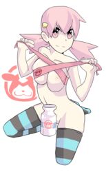 breast_press breasts female female_only gym_leader hair human larcynxi large_breasts pink_eyes pink_hair pokemon pokemon_gsc solo whitney_(pokemon)