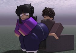 ass big_ass black_hair butt evil_smile fat_ass red_eyes roblox sarah_henderson_(needlemouse)
