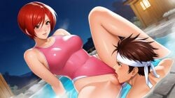 ai_generated cunnilingus king_of_fighters kof oral_sex pussy_licking shingo_yabuki the_king_of_fighters vanessa_(kof)