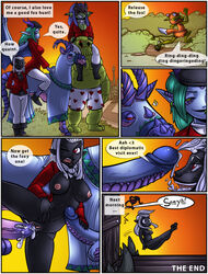 2014 balls big_breasts breasts clothing comic cum cum_on_face demon dialogue english_text facial_piercing female fursuit goblin goblin_male herm hunting intersex its_good_to_be_demon_king limayra lip_piercing male mask nude oral original original_character page_7 penis piercing shia_(artist) succubus underwear wings