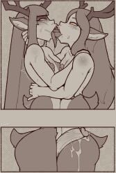 2:3 absurd_res animal_humanoid antlers areola aroused asphyxiation blush bodily_fluids breasts brother_(lore) brother_and_sister_(lore) deer deer_humanoid duo extreme_french_kiss faun felix_agalith female freckled_chest freckled_face freckles freepancakes french_kissing freya_agalith fur genital_fluids genitals greyscale hair hand_on_back hand_on_head hand_on_shoulder heart_eyes heart_symbol hi_res horn hug hugging_another humanoid incest_(lore) kissing light_body light_skin lips long_ears long_hair long_tongue male male/female mammal mammal_humanoid monochrome multicolored_body multicolored_fur narrowed_eyes neck_bulge nipples open_mouth orange_eyes penis precum precum_string questionable_consent saliva saliva_on_tongue saliva_string scut_tail shaking short_tail sibling_(lore) sister_(lore) small_breasts sweat sweatdrop tail tongue tongue_out tremble_spikes trembling two_tone_body two_tone_fur vein veiny_penis