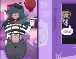 2026 2d 2d_(artwork) 2girls ass balloon bed bedroom belly big_breasts blue_hair blush boobs breasts caprine dialog dialogue digital_media_(artwork) dressed embarrassed embarrassed_female english english_dialogue english_text fasterblueberryfuta female focus focus_on_human gloves hair hallway hand_on_hip hands-free hetero hi_res high_quality highres huge_breasts human jay_(lacey_games) lacey_(lacey_games) lacey_games light-skinned_female light_skin long_hair looking_at_viewer mime mirror parody parody_porn pierced_belly_button piercing pose purple_body room room_background scarf sweat tail text thighs tired tired_eyes tired_look tits tomboy violet_skin white_eyes woman woman_solo yellow_hair