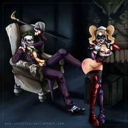 batman:_arkham_asylum batman_(series) boots dc female harley_quinn human joker male straight tagme