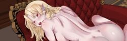 back back_view blonde_female blonde_hair fangs goth long_ears oc original_character red_eyes red_lipstick vampire vampire_girl