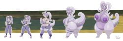 absurd_res antennae_(anatomy) antennae_growth anthro areola belly big_breasts big_butt body_size_growth breast_expansion breasts butt butt_expansion clock clothing expansion eye_color_transformation female female_anthro five_frame_image five_frame_sequence generation_6_pokemon goo_creature goodra green_eyes growth hair hi_res hip_expansion huge_breasts huge_butt huge_thighs human human_to_anthro mammal multi_frame_sequence nintendo nipples pokemon pokemon_(species) pokemon_trainer pokemon_transformation purple_areola purple_body purple_eyes purple_hair purple_nipples sequence size_transformation skindentation slime solo species_transformation tail tail_growth thatfreakgivz thick_tail thick_thighs thigh_expansion torn_clothing transformation transformation_sequence wardrobe_malfunction watch weight_gain wide_hips wristwatch