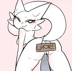 anonymous_male cat_furry grey_penis showing_pussy sprunki teasing_viewer wenda_(sprunki) white_fur whore
