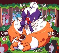 all_fours anal anal_penetration anthro anus ass_up balls barely_visible_anus barely_visible_genitalia barely_visible_penis bedroom_eyes being_watched belly belly_markings big_balls big_belly big_butt black_body black_heart black_yoshi blue_body blush bodily_fluids bouncing_balls brown_heart butt butt_grab butt_jiggle butt_markings butt_ripples butt_squish comet_(cometace) cometace crowd cum cum_in_ass cum_inflation cum_inside cum_on_butt cum_splatter cyan_yoshi drooling excessive_cum excessive_genital_fluids exclamation_point eyes_closed eyewear facial_markings femboy food forest_background from_behind_position fruit genital_fluids genitals glasses glistening glistening_butt green_body green_yoshi group half-closed_eyes hand_on_butt head_markings head_spikes heart_eyes heart_symbol holding_butt huge_balls huge_belly huge_butt huge_thighs hyper hyper_balls hyper_belly hyper_butt hyper_genitalia imagination inflation jiggling larger_male larger_penetrated larger_sub licking licking_lips looking_at_another lying male male/male mario_bros markings moobs motion_lines multicolored_body narrowed_eyes nintendo on_front onomatopoeia open_mouth orange_body orange_yoshi orgasm_face overweight overweight_male peach_(fruit) penetration penis pink_body pink_heart pink_yoshi plant ponduan_(ponduanpondering) puffy_anus purple_body purple_yoshi red_body red_heart red_yoshi round_glasses saddle saliva seductive sex shaking shocked shoulder_spots shrub signature size_difference sky smile sound_effects spiked_tail spikes spikes_(anatomy) spots spotted_legs spotted_markings spotted_tail squish steam_clouds submissive tail tail_markings teeth text thick_thighs thigh_jiggle thought_bubble thrust_lines thrusting tongue tongue_out toothy_grin tree tremble_spikes uneven_eyelids white_body yoshi