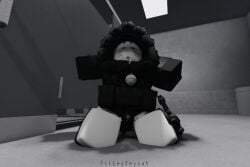 bell_collar big_butt black_cap black_fur black_hood black_thigh_highs black_thighhighs bodysuit cap cat_boy cat_ears cat_tail catboy collar collar_bell crouched crouching cum edging faggot femboy feminine_male fluffy_tail gay hands_behind_head holster holster_strap holstered_pistol hood hood_up kneeling male on_knees paw_socks paws plump_ass plump_butt precum roblox robloxian small_penis smaller_male stockings thigh_highs thighhighs tiny_penis white_skin