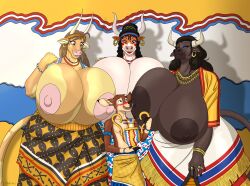 1boy 2girls age_difference anthro breasts cleavage furry huge_breasts large_breasts ohs688 size_difference