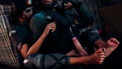 1boy 2girls anal anal_sex caveira_(rainbow_six) cum_in_ass cum_inside cum_leaking dark-skinned_female dokkaebi_(rainbow_six) feet jackal_(rainbow_six) rainbow_six_siege sex sound tagme trahao vagina video