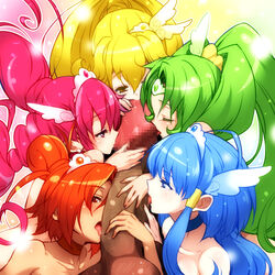 censored hino_akane hoshizora_miyuki midorikawa_nao oral_sex pretty_cure puyo_(puyotopia) reika_aoki smile_precure yayoi_kise