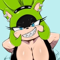 1girls big_breasts breasts color colored colored_sketch colorization colorized colorized_edit colorshun digitaldomain123 furry furry_female furry_only green_body green_skin looking_at_viewer smile sonic_(series) sonic_the_hedgehog_(idw) sonic_the_hedgehog_(series) surge_the_tenrec teeth teeth_visible tenrec tenrec_girl