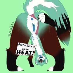 1:1 absurd_res ambiguous_gender andromorph anthro anus bent_over black_body black_fur blue_nipples brown_body brown_fur claws clothing clothing_aside clothing_pull domestic_ferret fur genitals grasshopper_(character) green_body green_fur hi_res impregnation_request in_heat intersex looking_at_viewer mammal mustelid musteline nipples one_eye_closed panties panties_aside panty_pull paws presenting presenting_vulva raised_tail solo speech_bubble spread_anus spread_legs spread_vulva spreading standing tail teeth thatonedude0_0 throat tongue tongue_out true_musteline underwear underwear_aside underwear_pull vulva weasel white_body white_fur wink winking_at_viewer