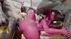 anthro anthro_on_anthro blowjob cera_(ceraferis) ceraferis female gangbang large_ass large_penis male niki3d penetration sex sucking_penis tagme video