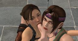 3d crossover dudehentai earrings feather_earrings female human julia_chang lara_croft lara_croft_(l.a.u.) male multiple_girls penis straight tekken tomb_raider tomb_raider_(l.a.u.) xnalara