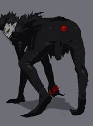 1boy anal_prolapse anus apple ass bebebebebe black_body death_note demon male male_only monster penis prolapse prolapsed_anus ryuk shinigami solo sweat sweaty_ass tototoilet yellow_eyes