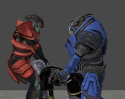 1girls 2boys 3d alien alien_girl artist_request bioware clothed_sex double_penetration female garrus_vakarian javik male mass_effect prothean quarian sex spitroast straight tali'zorah_nar_rayya threesome turian