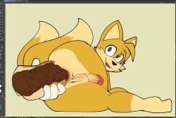 1boy balls fudgygelato furry male male_only penis scat solo sonic_(series) tagme tails testicles