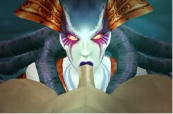 1boy 1girls 3d animated fellatio female female/male gif interspecies lady_vashj loop male naga oral oral_sex penis rexxcraft snake_hair unseen_male_face veins veiny_penis world_of_warcraft yellow_eyes