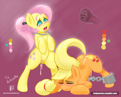 applejack_(mlp) earth_pony equine female female_only fluttershy_(mlp) friendship_is_magic fur mrwes multiple_females my_little_pony pony smooth_skin