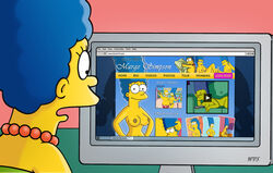 blue_hair color female female_only hair human marge_simpson monitor necklace ruined_reputation solo tagme the_simpsons wvs yellow_skin