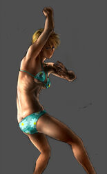 ass bikini blonde_hair blue_eyes breasts butt_crack eleonore_kliesen female floral_print jwabonjooi kung_fu leo_kliesen short_hair solo swimsuit tekken tekken_6 toned underboob