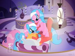 aloe aloe_(mlp) anus big_macintosh_(mlp) blush cutie_mark earth_pony equine erection female feral friendship_is_magic fur furry group horse horsecock lotus lotus_blossom male my_little_pony penis pillow pony pussy rubbing semi_incest spa straight syoee_b threesome wet